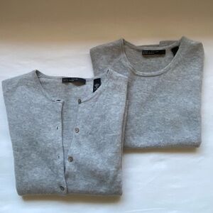 Lord & Taylor Grey Cashmere Sweater Set